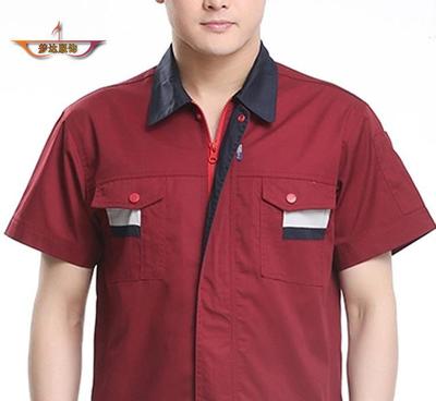 夏季滌卡工廠短袖洗車工作服上裝 上衣半袖裝修汽修勞保服裝批發(fā)
